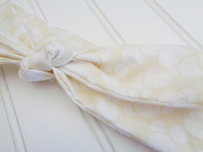 Knotted Headband - White Circles on Ivory