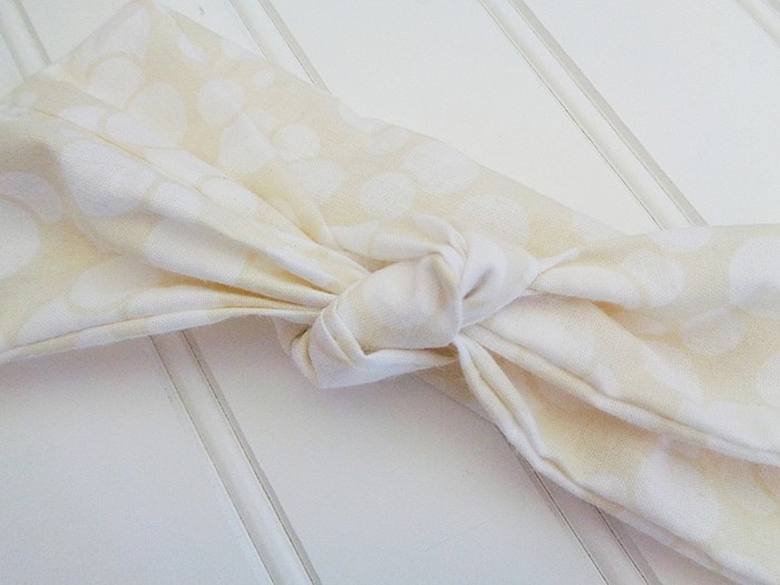 Knotted Headband - White Circles on Ivory