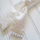  Pompom Knotted Headband - Yellow Dots