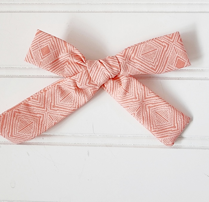 Classic Bow Clip - Coral Diamonds