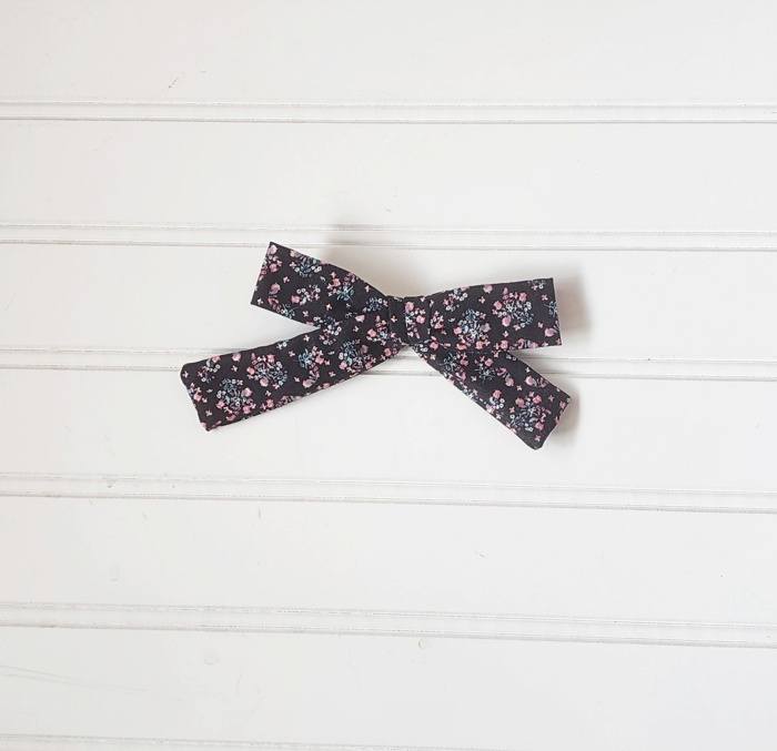 Classic Bow Clip - Floral on Black