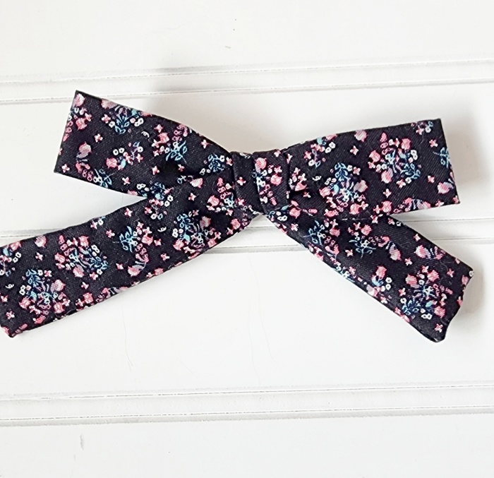 Classic Bow Clip - Floral on Black