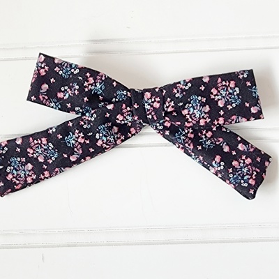Classic Bow Clip - Floral on Black
