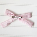  Classic Bow Clip - Pink with Lines