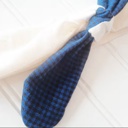  Knotted Headband - Black and Blue Check with Muslin