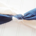  Knotted Headband - Black and Blue Check with Muslin