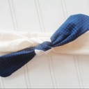  Knotted Headband - Black and Blue Check with Muslin