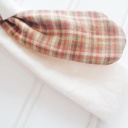  Knotted Headband - Brown and Green Plaid with Muslin