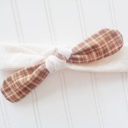  Knotted Headband - Brown and Green Plaid with Muslin