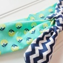  Knotted Headband - Lime and Navy Floral with Navy Chevron