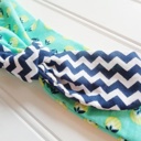  Knotted Headband - Lime and Navy Floral with Navy Chevron