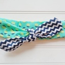  Knotted Headband - Lime and Navy Floral with Navy Chevron