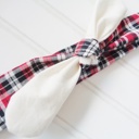  Knotted Headband - Muslin with Red and Black Plaid