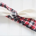  Knotted Headband - Muslin with Red and Black Plaid