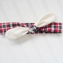  Knotted Headband - Muslin with Red and Black Plaid