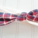  Knotted Headband - Navy and Red Plaid with Muslin