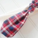  Knotted Headband - Navy and Red Plaid with Muslin