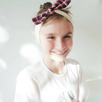 Knotted Headband - Navy and Red Plaid with Muslin