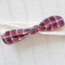  Knotted Headband - Navy and Red Plaid with Muslin