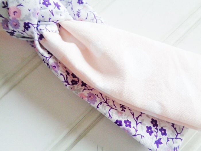 Knotted Headband - Purple Floral with Dots on Peach