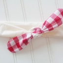  Knotted Headband - Red Gingham with Muslin