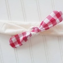  Knotted Headband - Red Gingham with Muslin