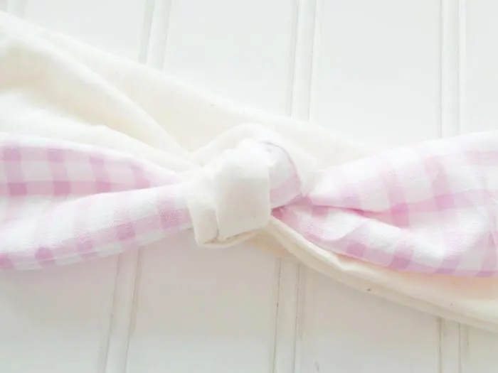 Knotted Headband - Violet Gingham with Muslin