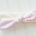  Knotted Headband - Violet Gingham with Muslin