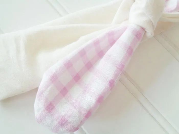 Knotted Headband - Violet Gingham with Muslin