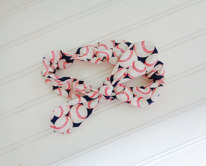 Knotted Elastic Headband - Baseball Print