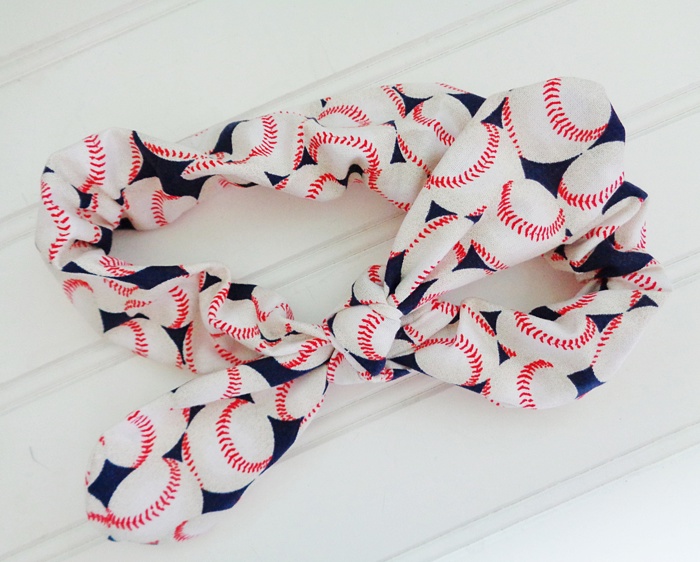 Knotted Elastic Headband - Baseball Print