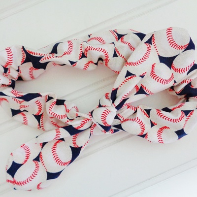 Knotted Elastic Headband - Baseball Print