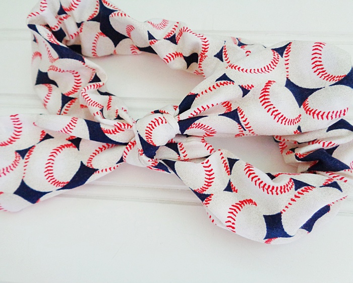 Knotted Elastic Headband - Baseball Print