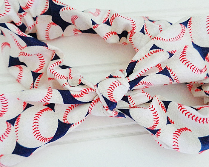 Knotted Elastic Headband - Baseball Print