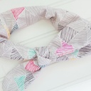  Knotted Elastic Headband - Mod Print on Gray