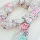  Knotted Elastic Headband - Mod Print on Gray