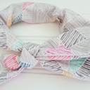  Knotted Elastic Headband - Mod Print on Gray