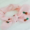  Knotted Elastic Headband - Pineapples and Dots on Peach