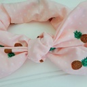  Knotted Elastic Headband - Pineapples and Dots on Peach
