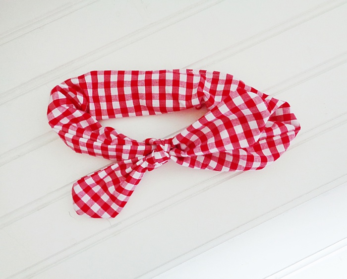 Knotted Elastic Headband - Red Gingham