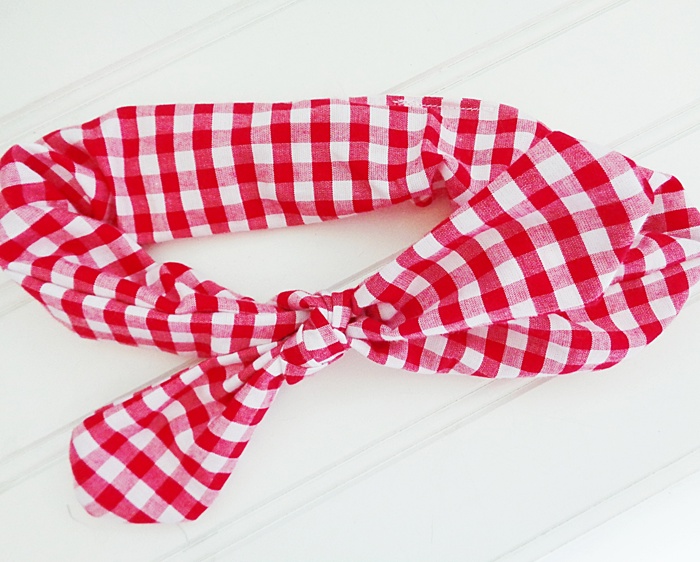 Knotted Elastic Headband - Red Gingham