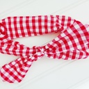  Knotted Elastic Headband - Red Gingham