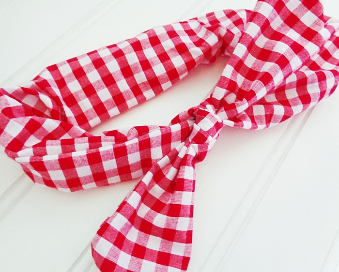 Knotted Elastic Headband - Red Gingham
