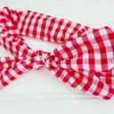  Knotted Elastic Headband - Red Gingham