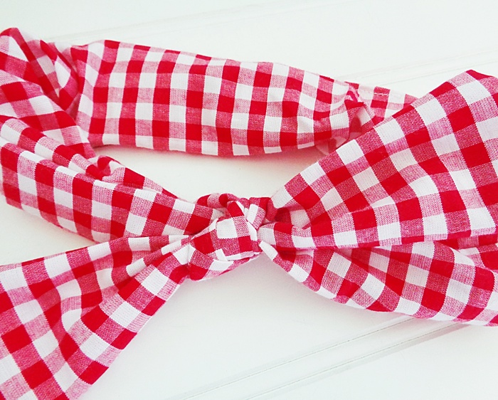Knotted Elastic Headband - Red Gingham
