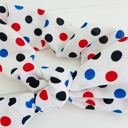  Knotted Elastic Headband - Red and Blue Dots