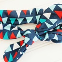  Knotted Elastic Headband - Triangles on Navy