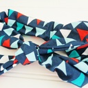  Knotted Elastic Headband - Triangles on Navy