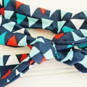  Knotted Elastic Headband - Triangles on Navy