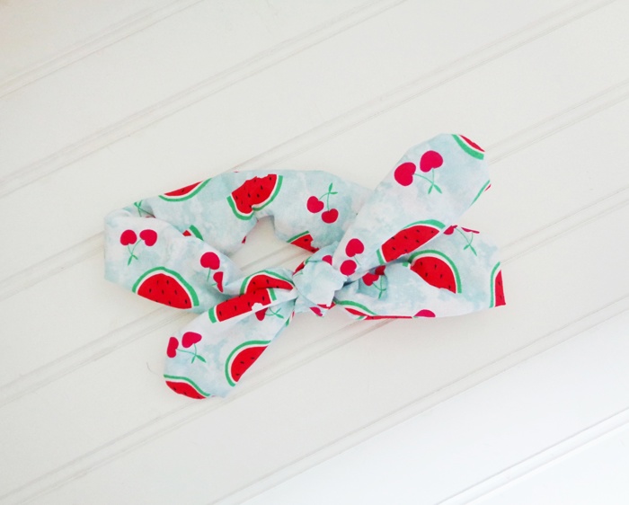 Knotted Elastic Headband - Watermelon and Cherries